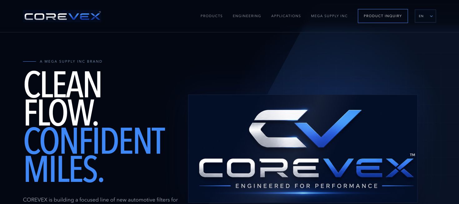COREVEX automotive brand website